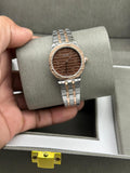 Rose Gold Black Dial Watch for Women – Luxury Metal Strap Design