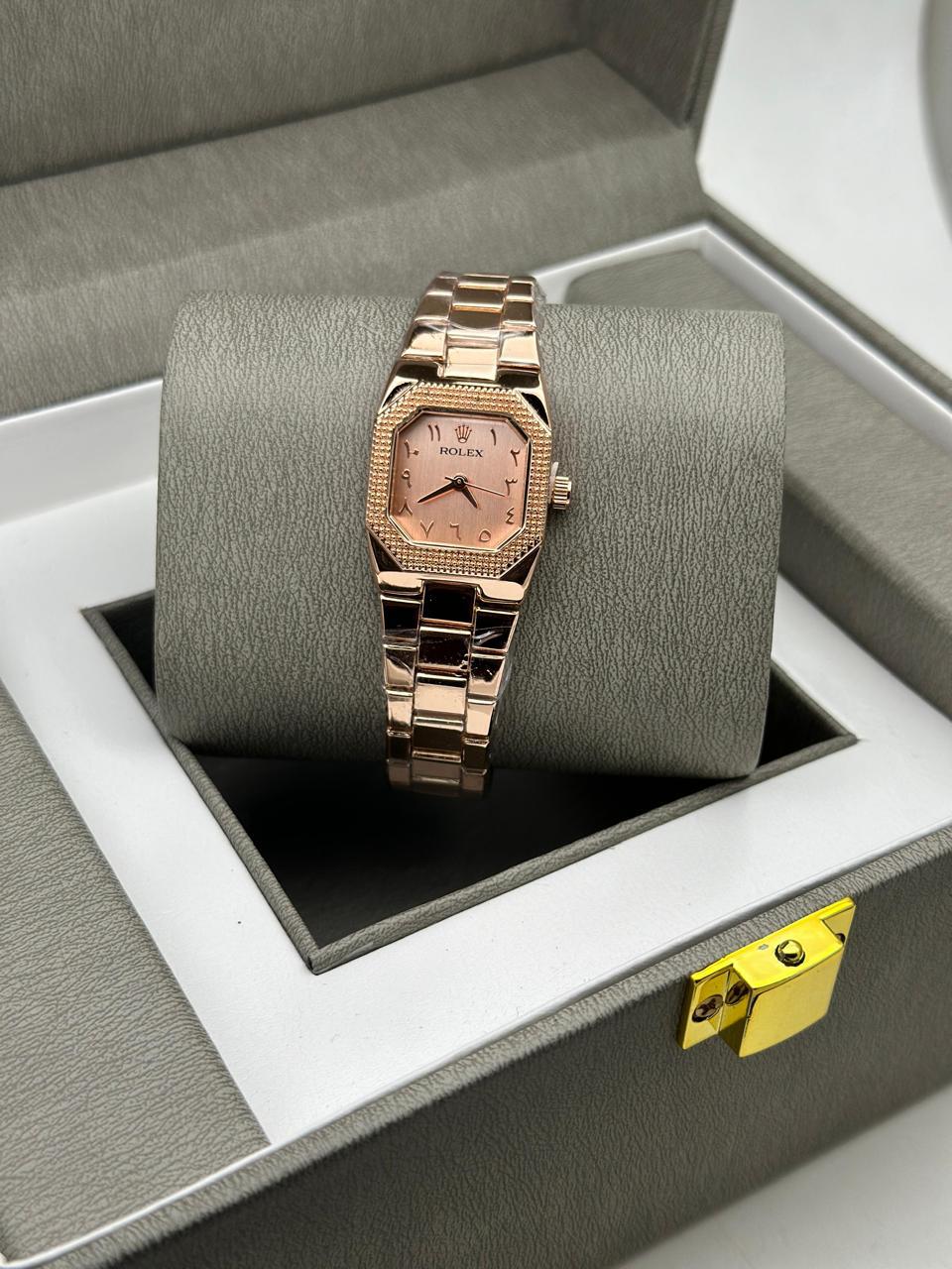 Rose Gold Square Dial Watch for Women – Luxury Minimal Design